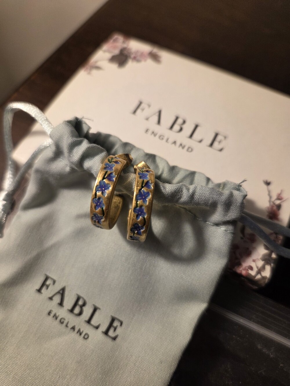 Fable Blue Forget-Me-Not Hoop Earrings